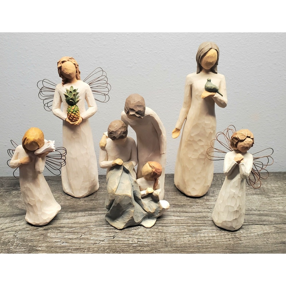 Vtg Willow Tree Figures Lot Of 5 Generations Angels Peace Wishes Welcoming EUC